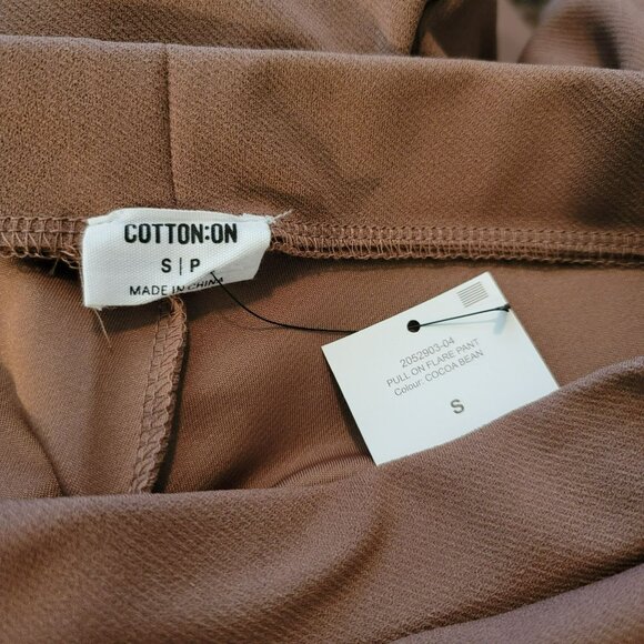 Cotton On Flare Pants Womans Pull On Cocoa Bean Brown Tall Size Small JJ1538 - Picture 8 of 12